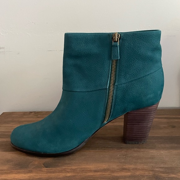 Like-New Cole Haan Suede Heeled Boots, Nike Air, Dark Teal (W 11) - Picture 7 of 11